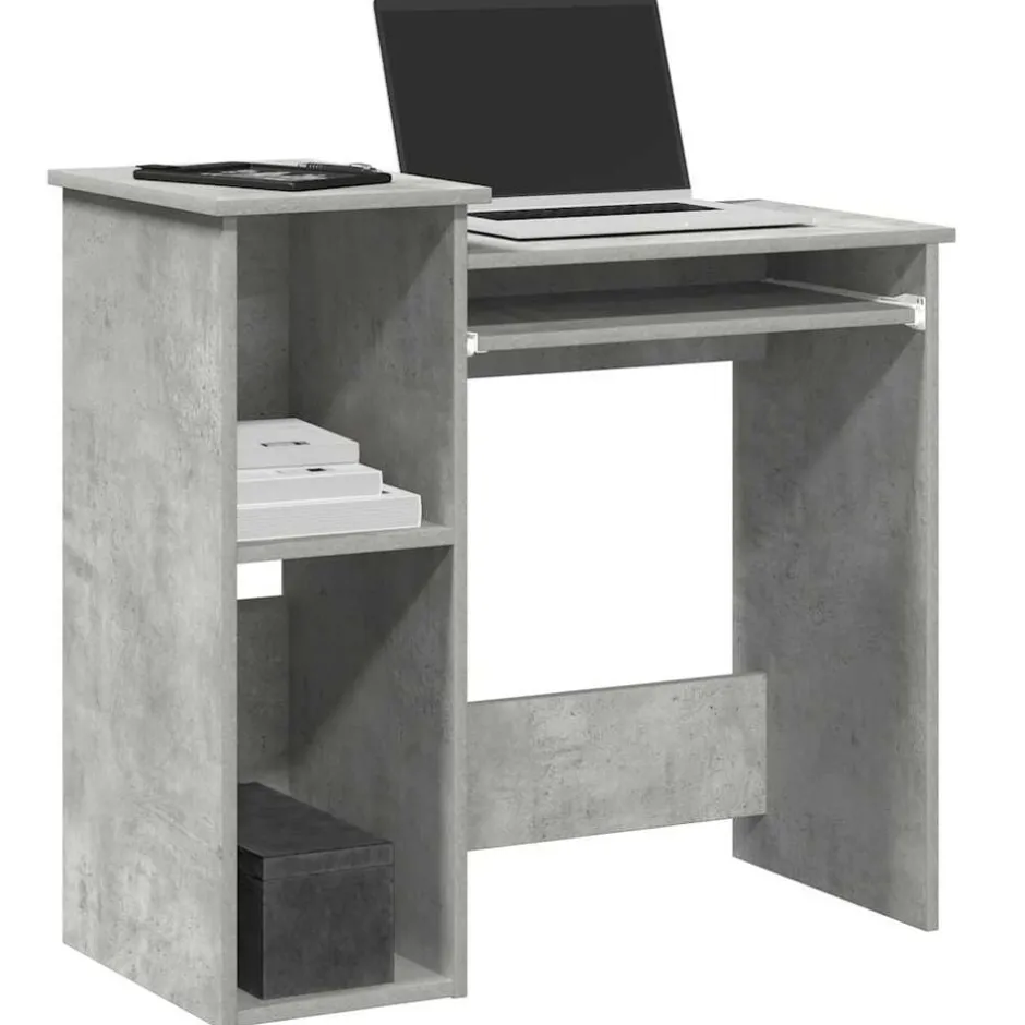 Outlet vidaXL Skrivbord med hyllor 84x40x78 cm konstruerat trä Betonggrå