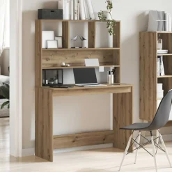 vidaXL Skrivbord med hyllor artisan ek 102x45x148 cm konstruerat trä