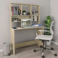 vidaXL Skrivbord med hyllor sonoma-ek 110x45x157 cm konstruerat trä