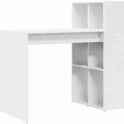 Best vidaXL Skrivbord med hylla 108 x 55 x 103.5 cm Konstruerat trä Vit