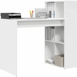 Best vidaXL Skrivbord med hylla 108 x 55 x 103.5 cm Konstruerat trä Vit