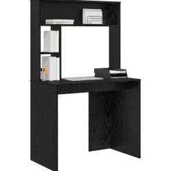 vidaXL Skrivbord med hylla Svart Ek 91 x 50 x 149 cm Konstruerat trä