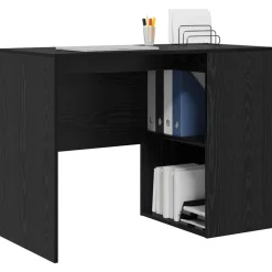vidaXL Skrivbord med hylla Svart Ek 102 x 50 x 75 cm Konstruerat trä
