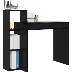 Outlet vidaXL Skrivbord med hylla 100 x 40 x 90 cm Konstruerat trä Svart ek