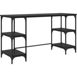 Discount vidaXL Skrivbord med hylla 140 x 50 x 75 cm Konstruerat trä Svart ek