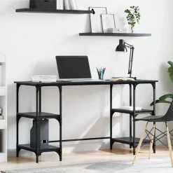 Discount vidaXL Skrivbord med hylla 140 x 50 x 75 cm Konstruerat trä Svart ek