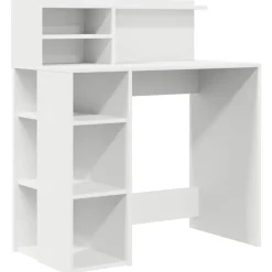 Clearance vidaXL Skrivbord med hylla 90 x 48 x 101,5 cm Konstruerat trä Vit