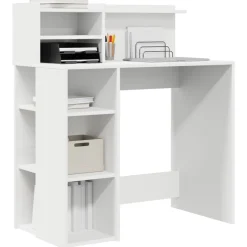 Clearance vidaXL Skrivbord med hylla 90 x 48 x 101,5 cm Konstruerat trä Vit