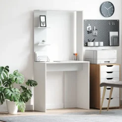 vidaXL Skrivbord med hylla Vit 78,5 x 37 x 154,5 cm Konstruerat trä
