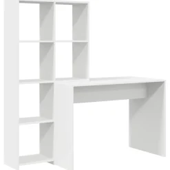 Sale vidaXL Skrivbord med hylla 138,5 x 55 x 143 cm Konstruerat trä Vit
