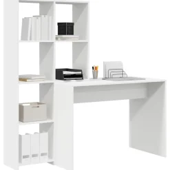Sale vidaXL Skrivbord med hylla 138,5 x 55 x 143 cm Konstruerat trä Vit