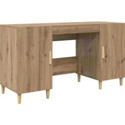 vidaXL Skrivbord med hylla Artisan Ek 140 x 50 x 75 cm Konstruerat trä