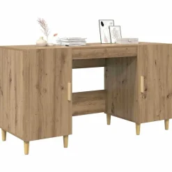 vidaXL Skrivbord med hylla Artisan Ek 140 x 50 x 75 cm Konstruerat trä