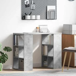 Clearance vidaXL Skrivbord med hylla 90 x 50 x 75 cm Konstruerat trä Betonggrå