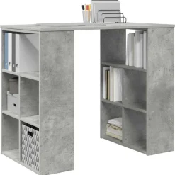 Clearance vidaXL Skrivbord med hylla 90 x 50 x 75 cm Konstruerat trä Betonggrå