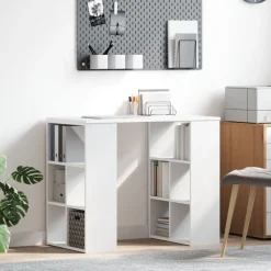 vidaXL Skrivbord med hylla Vit 90 x 50 x 75 cm Konstruerat trä