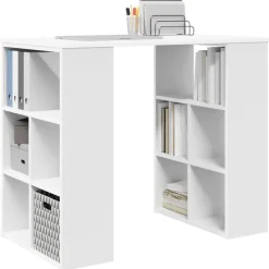vidaXL Skrivbord med hylla Vit 90 x 50 x 75 cm Konstruerat trä