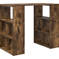 Sale vidaXL Skrivbord med hylla Rökt ek 90 x 50 x 75 cm Konstruerat trä Rökfärgad ek