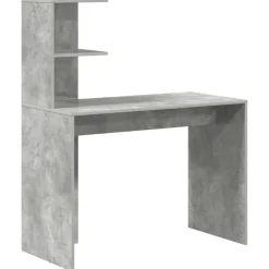 vidaXL Skrivbord med hylla Betonggrå 102 x 50 x 124 cm Konstruerat trä