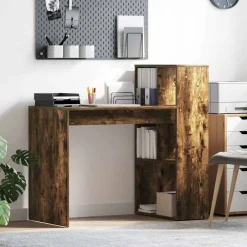 Best vidaXL Skrivbord med hylla Rökt ek 108 x 55 x 103.5 cm Konstruerat trä Rökfärgad ek