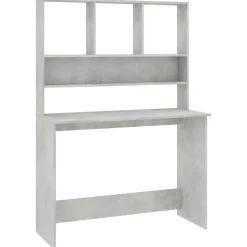 vidaXL Skrivbord med hyllor betonggrå 110x45x157 cm konstruerat trä