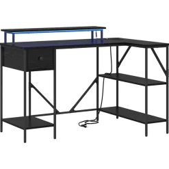 Discount vidaXL Skrivbord med låda 120 x 79 x 86,5 cm Konstruerat trä Svart ek