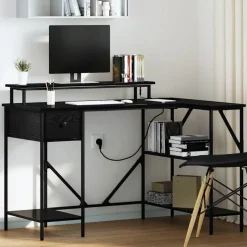 Discount vidaXL Skrivbord med låda 120 x 79 x 86,5 cm Konstruerat trä Svart ek