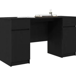 vidaXL Skrivbord med låda Svart ek 140 x 49 x 76 cm Konstruerat trä