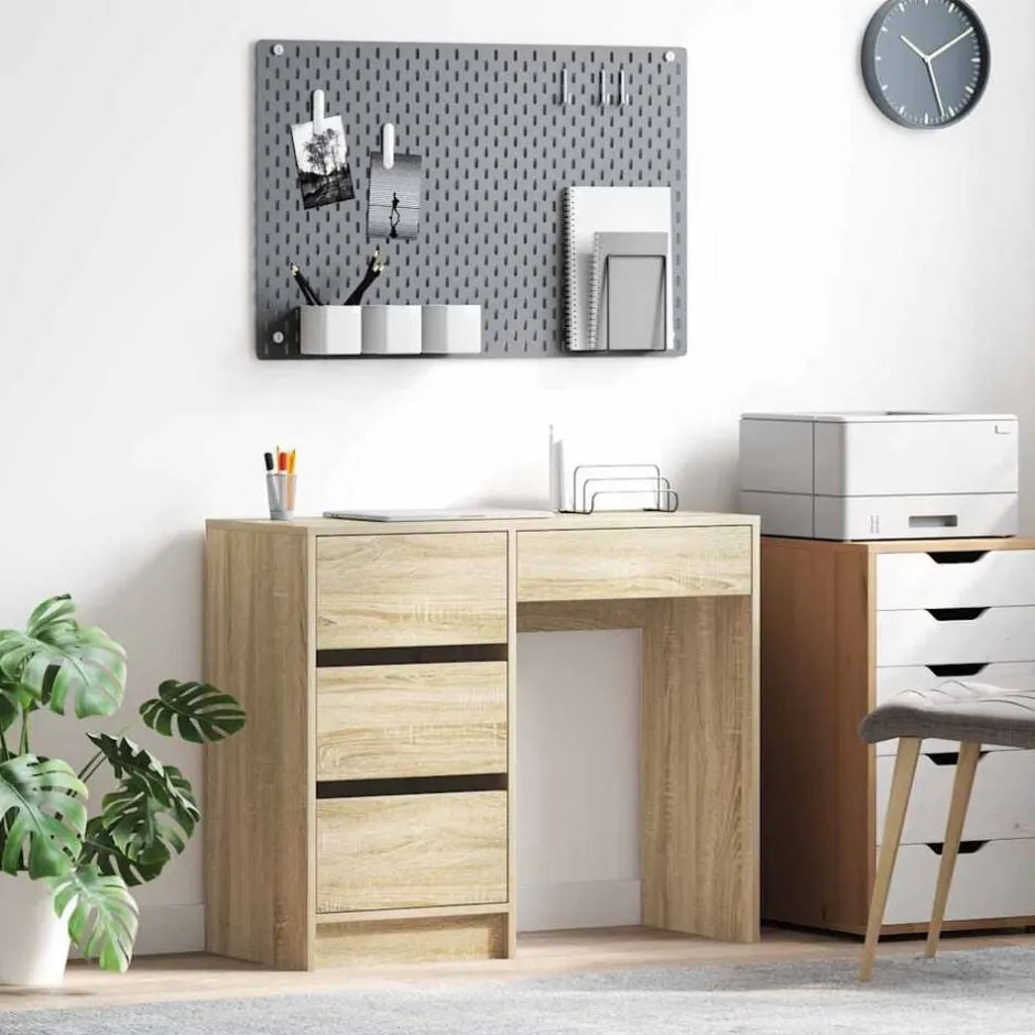 New vidaXL Skrivbord med låda Sonoma-ek 90 x 37.5 x 75 cm Konstruerat trä Sonoma ek