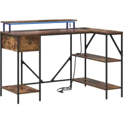 vidaXL Skrivbord med låda Rökt ek 120 x 79 x 86,5 cm Konstruerat trä