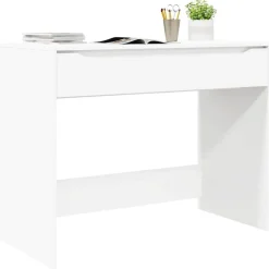 Hot vidaXL Skrivbord med låda 100 x 50 x 78 cm Konstruerat trä Vit