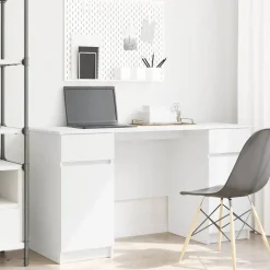 vidaXL Skrivbord med låda Vit 140 x 49 x 76 cm Konstruerat trä