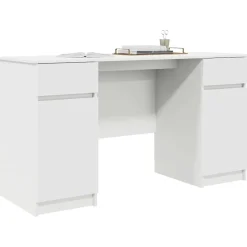 vidaXL Skrivbord med låda Vit 140 x 49 x 76 cm Konstruerat trä