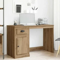 vidaXL Skrivbord med låda Artisan Ek 50 x 115 x 75 cm Konstruerat trä
