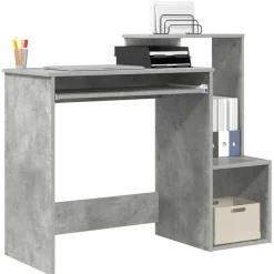New vidaXL Skrivbord med låda 106 x 41 x 88.5 cm Konstruerat trä Betonggrå