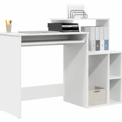 Best vidaXL Skrivbord med låda 120,5 x 44 x 88,5 cm Konstruerat trä Vit