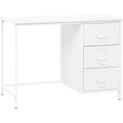 vidaXL Skrivbord med lådor industriell vit 105x52x75 cm stål
