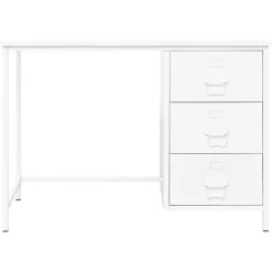 vidaXL Skrivbord med lådor industriell vit 105x52x75 cm stål
