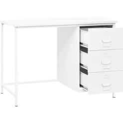 vidaXL Skrivbord med lådor industriell vit 105x52x75 cm stål