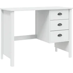 Outlet vidaXL Skrivbord med Lådor HILL 100 x 45 x 74 cm Massivt furu Vit