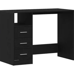 vidaXL Skrivbord med lådor svart ek 102x50x76 cm konstruerat trä