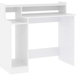 vidaXL Skrivbord med LED vit 97x45x90 cm konstruerat trä