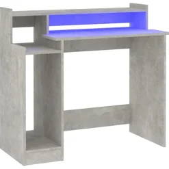 vidaXL Skrivbord med LED betonggrå 97x45x90 cm konstruerat trä
