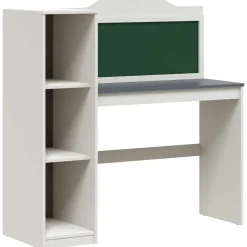 New vidaXL Skrivbord med öppen förvaring och tavla ROROS Vitt och Grått Vit och grå