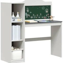 New vidaXL Skrivbord med öppen förvaring och tavla ROROS Vitt och Grått Vit och grå