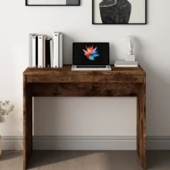 vidaXL Skrivbord rökfärgad ek 90x40x72 cm konstruerat trä