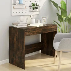 vidaXL Skrivbord rökfärgad ek 101x50x76,5 cm konstruerat trä