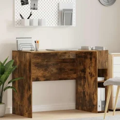 Outlet vidaXL Skrivbord Rökt ek 109 x 50 x 78 cm Konstruerat trä Rökfärgad ek