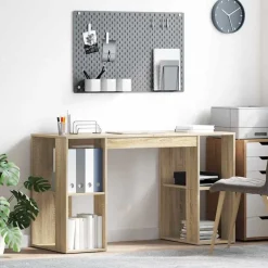 vidaXL Skrivbord Sonoma-ek 130 x 50,5 x 75 cm Konstruerat trä