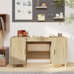Sale vidaXL Skrivbord sonoma-ek 140x50x75 cm konstruerat trä Sonoma ek